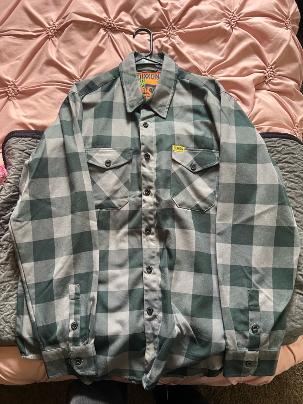 DIXXON Flannel XL Green and White Plaid Button-Up Work Shirt